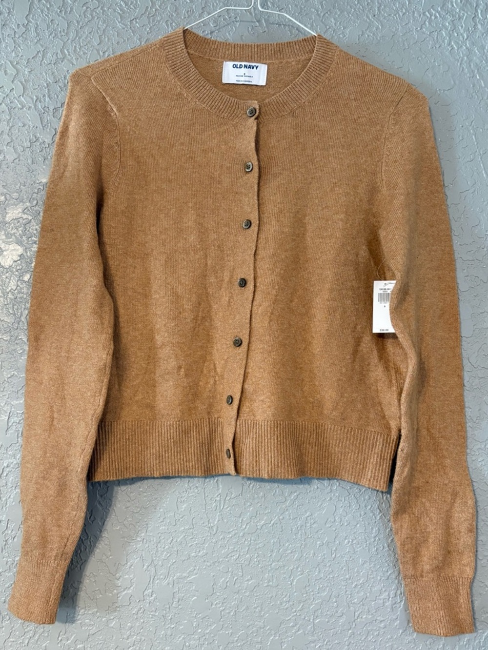 Old Navy Women's Camel Brown Crewneck Button Cardigan NWT